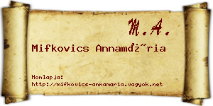 Mifkovics Annamária névjegykártya
